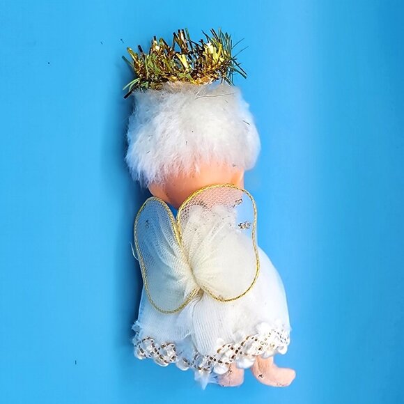 Vintage 1950s Napco Pixie Angel Ballerina Ornament Tulle Wings Gold Halo Japan - Picture 5 of 9